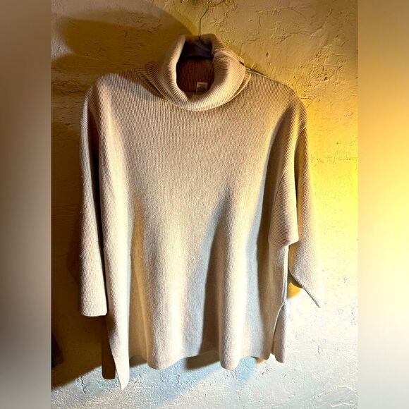 Chico’s Zenergy cotton cashmere metallic blend turtleneck sweater w gold shimmer - Picture 1 of 11
